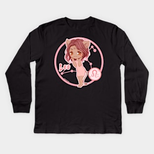 Chibi Zodiac Leo Kids Long Sleeve T-Shirt